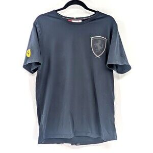 Puma Ferrari Scuderia Black Logo Shield Crewneck Short Sleeve T-Shirt Size Large